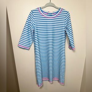 Sail To Sable Active Girls Dress White/Blue Stripes Size 6Y